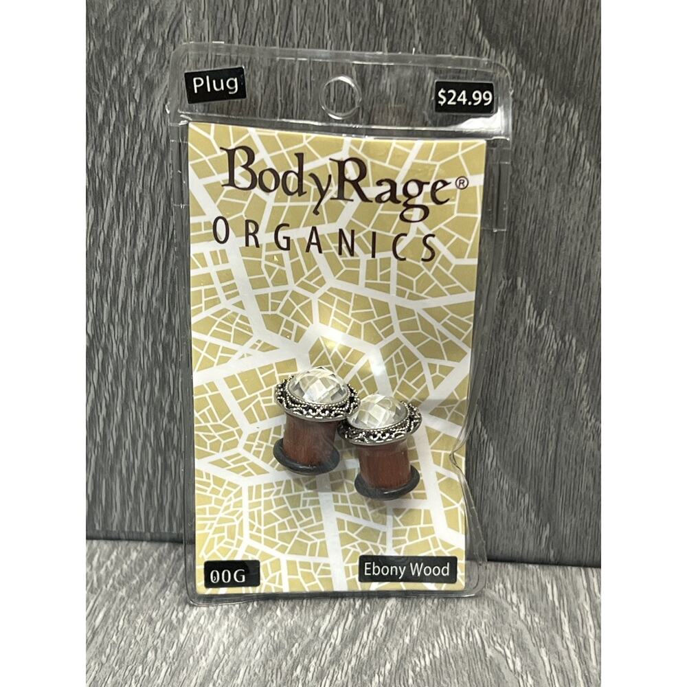 BodyRage‎ Organics Plug Ebony Wood 00G Gemstone Decorative